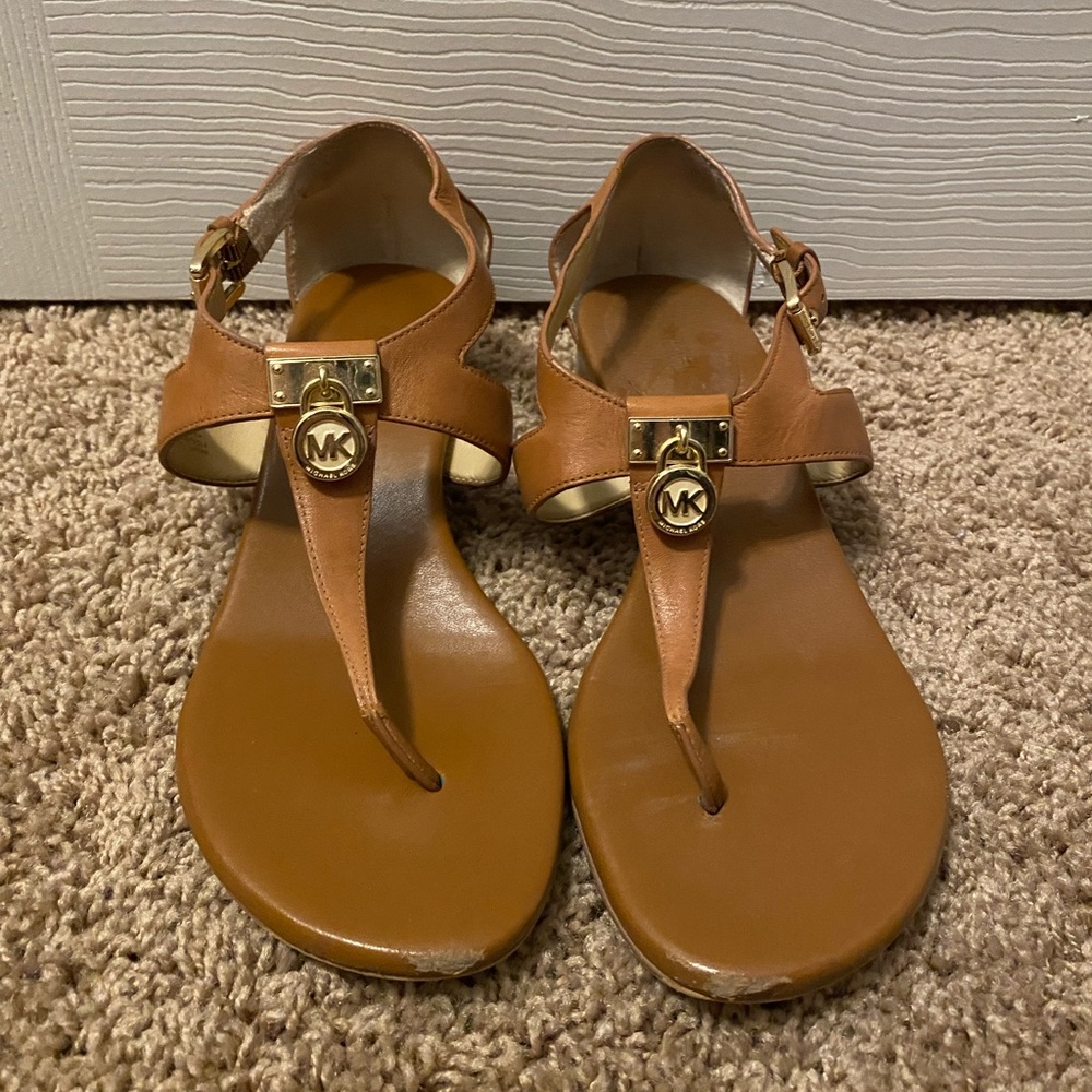 Michael Kors Brown Tan Leather Sandal 8.5